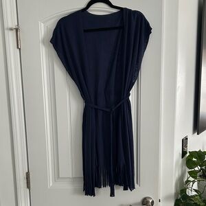 Elegant Navy Fringe Kimono